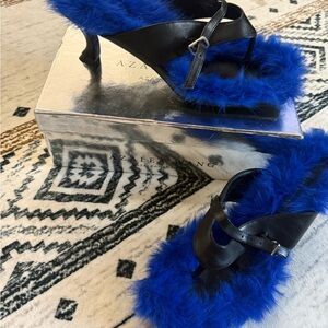 Black and Blue Fur Heels